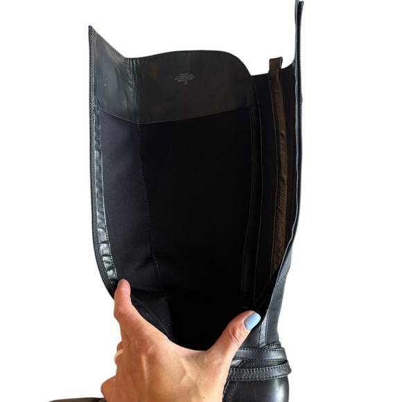 Audrey Brooke Black Leather Knee High Riding Boots 7M Equestrian Minimalist - Picture 9 of 10